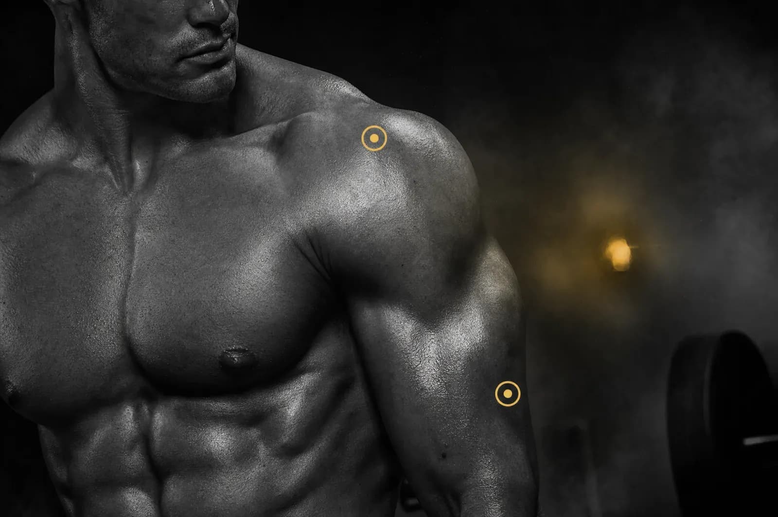 Trup atléta s anatomickými zónami, klinická fotografia